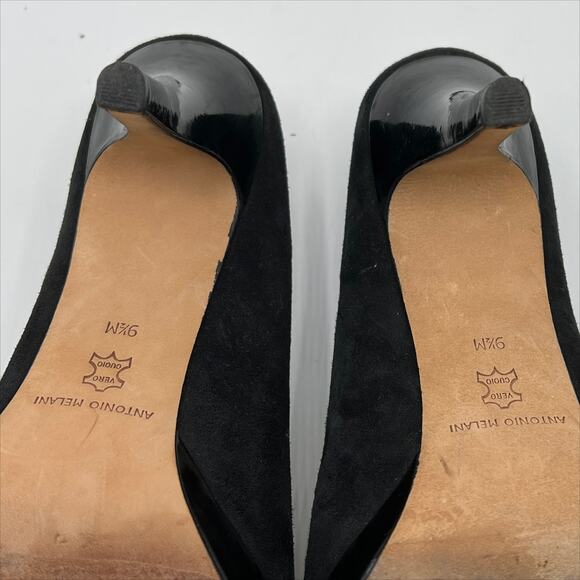 Antonio Melani Round Toe Platform Suede Leather Pumps Black 9.5 - Picture 4 of 10